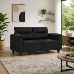 Stylish Black 2-Seater Sofa 120cm Durable Modern Couch