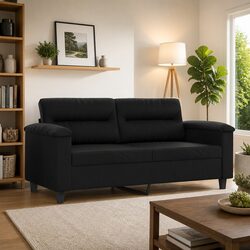 Stylish 2-Seater Black Sofa 140cm for Modern Spaces