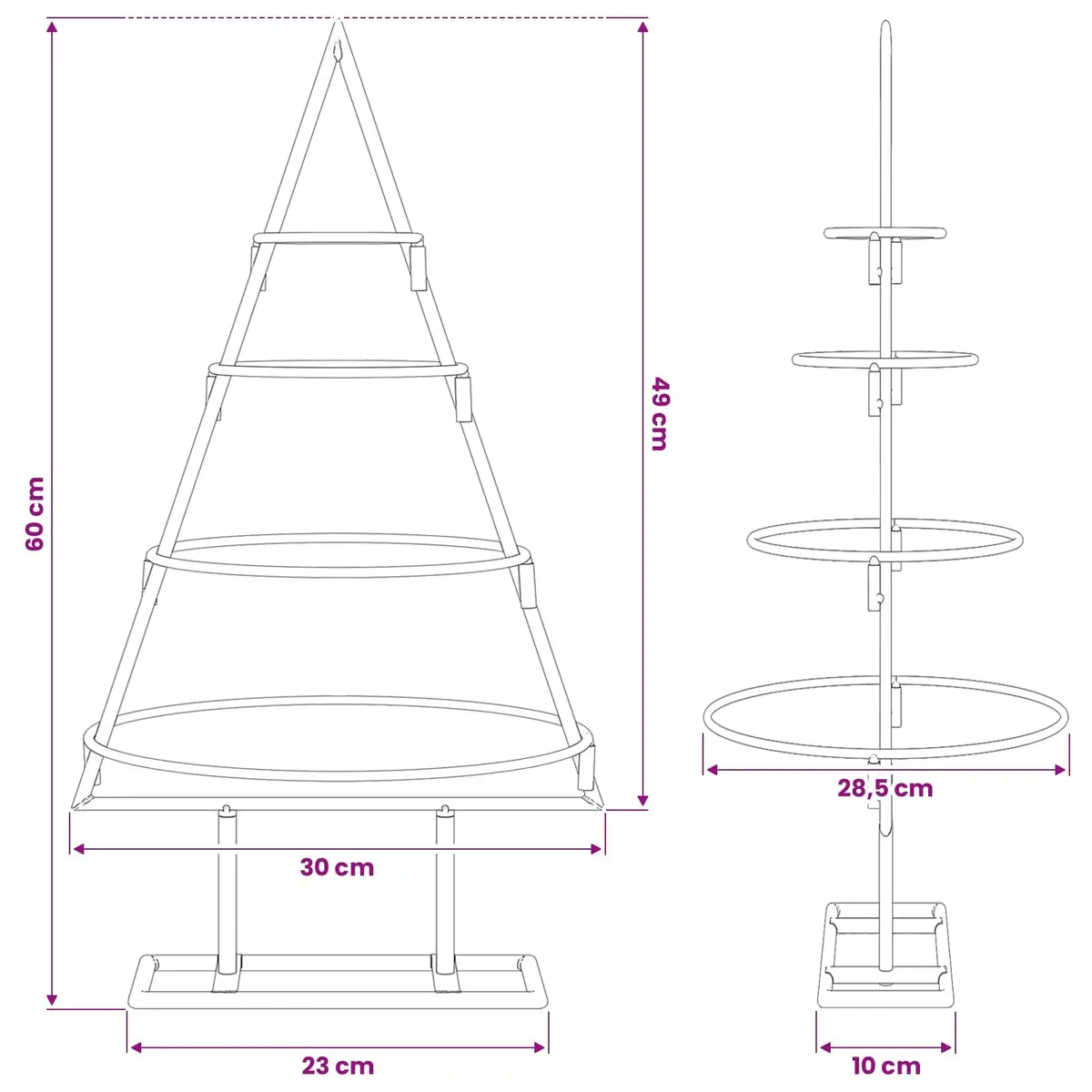 Metal Christmas Tree Frame Steel 60cm Black