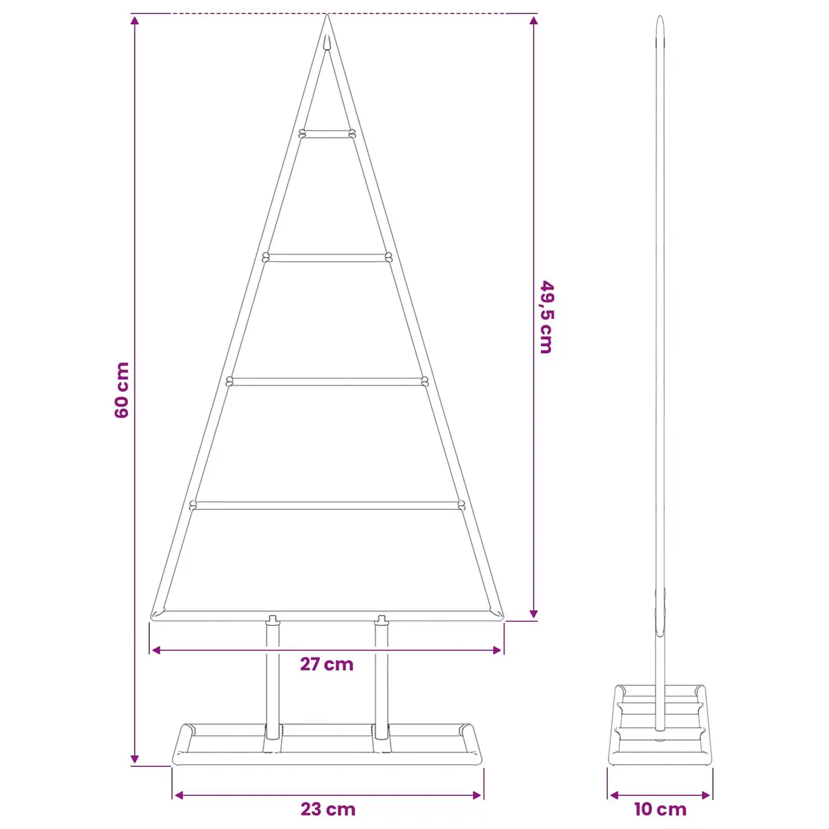 Metal Christmas Tree Frame Steel 60cm Black