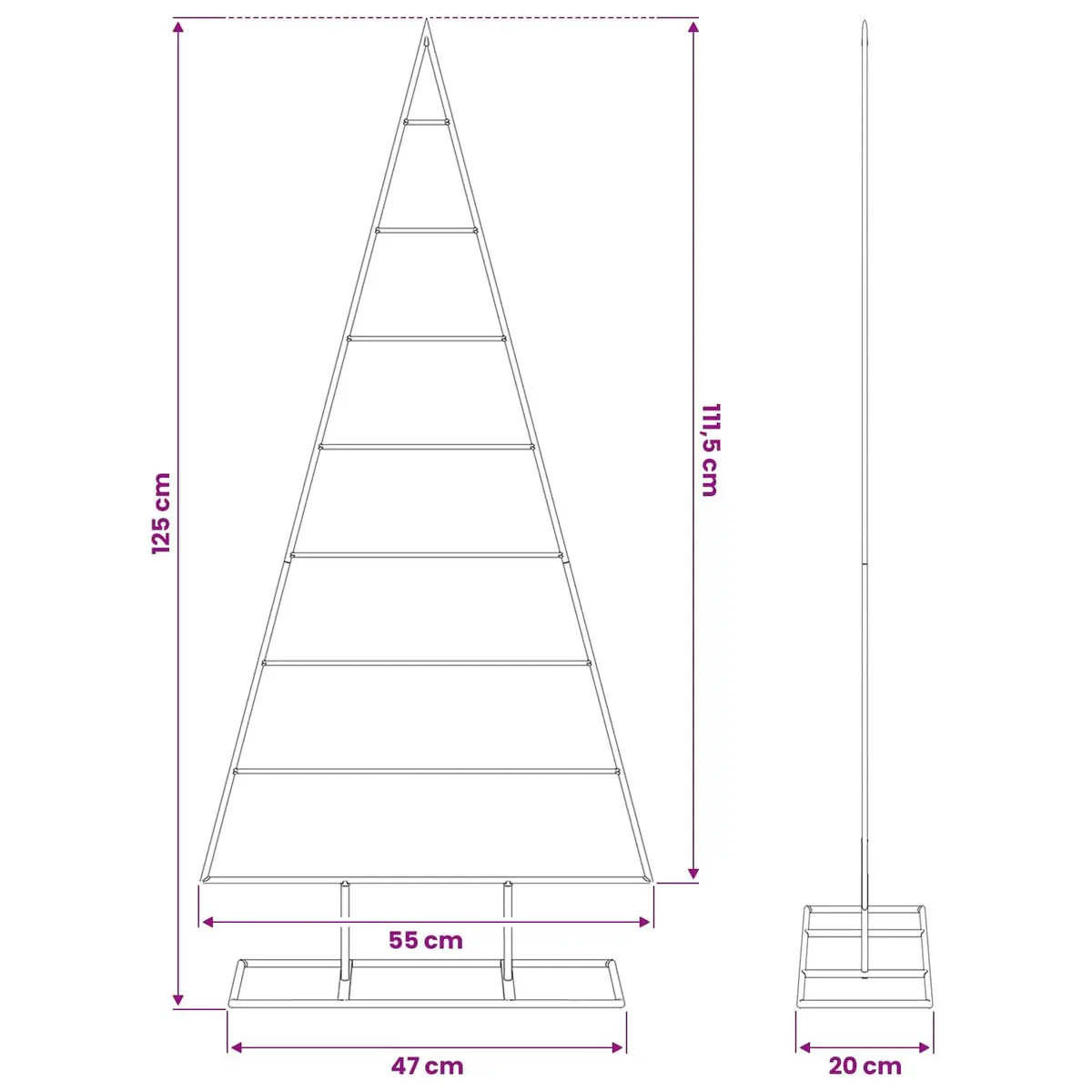 Metal Christmas Tree Frame Steel 125cm Black