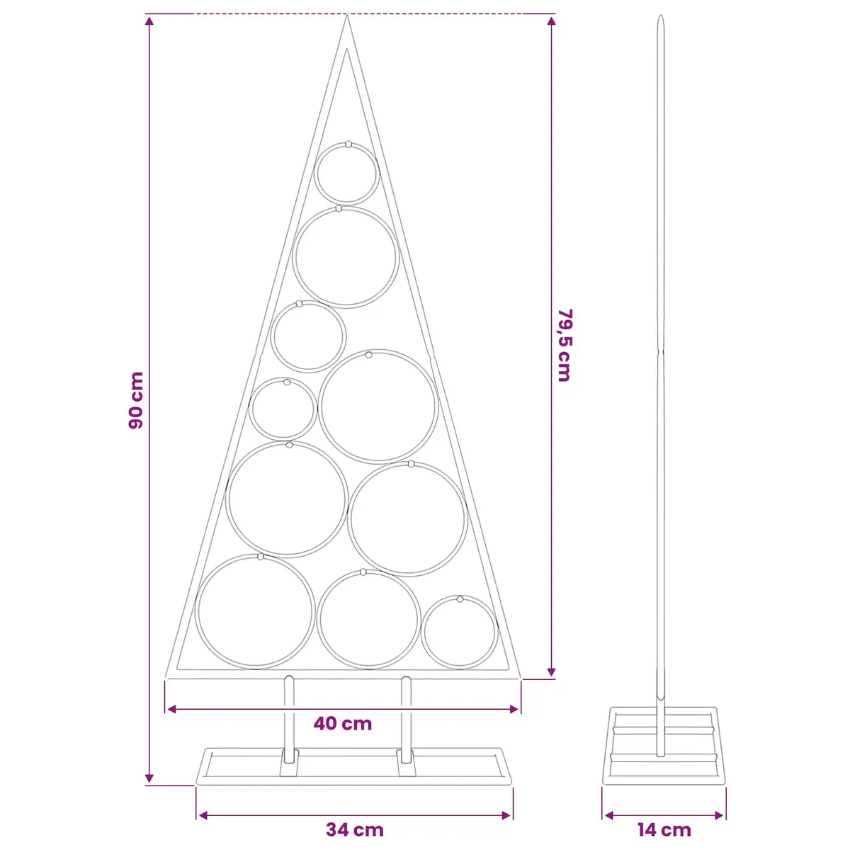 Metal Christmas Tree Frame Steel 90cm Black
