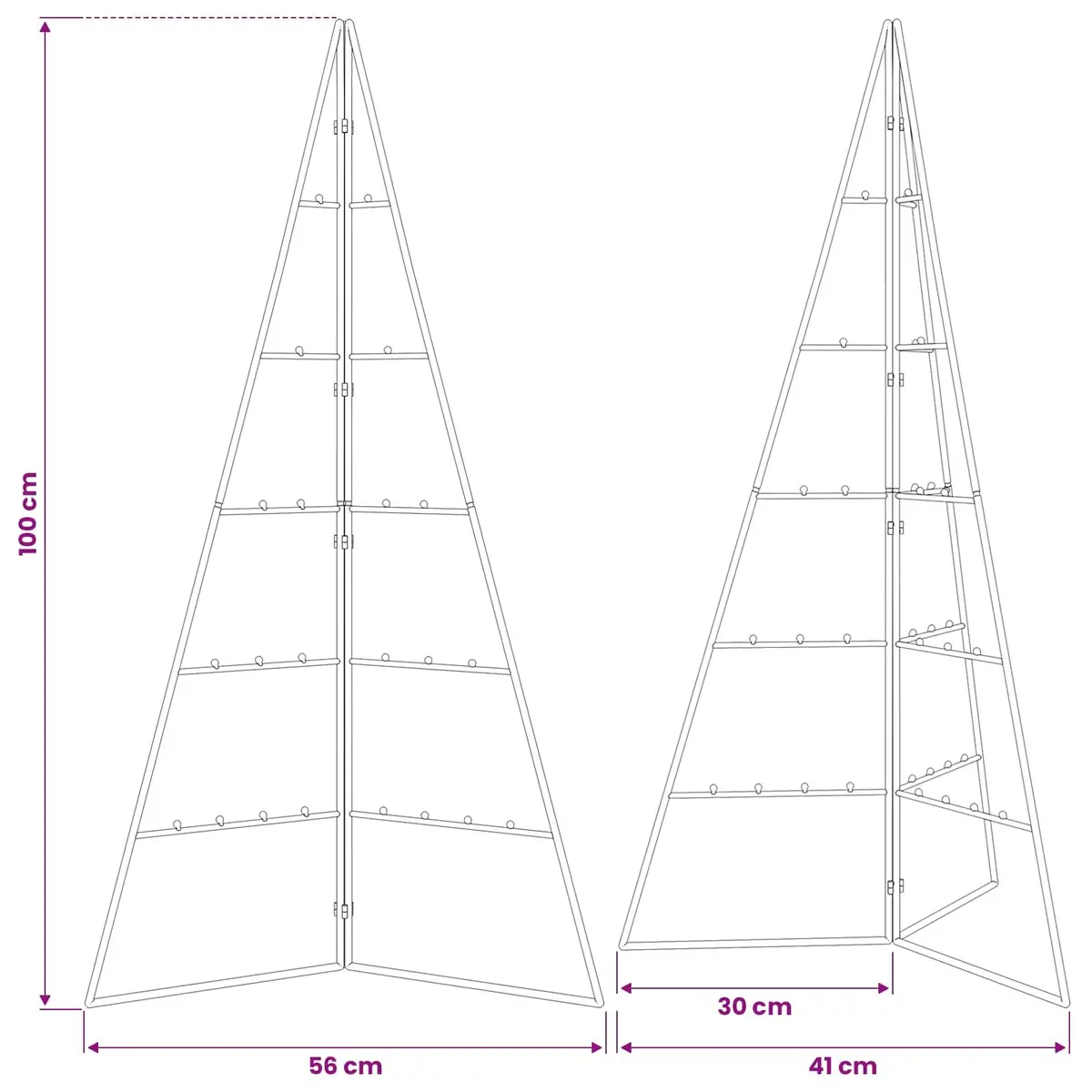 Black Metal Christmas Tree Frame 100cm
