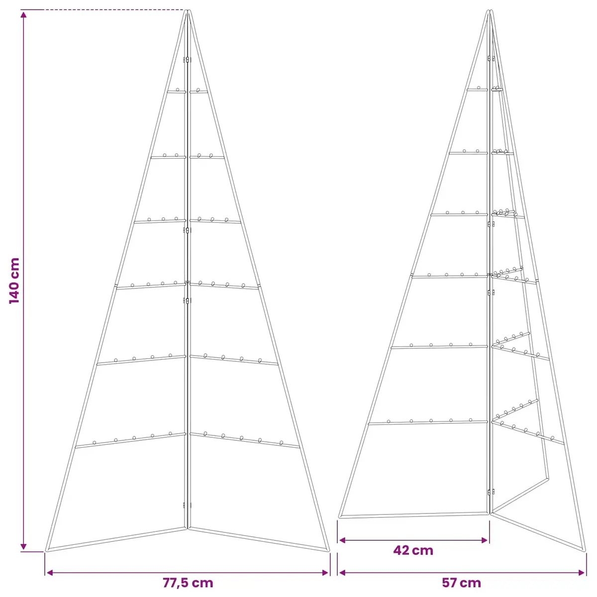 Black Metal Christmas Tree Frame 140cm Decoration