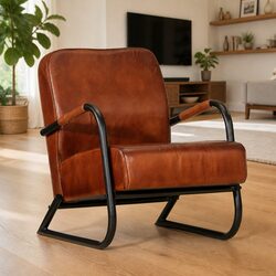 Brown Leather Armchair for Living Room Seating