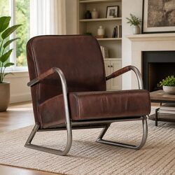 Brown Real Leather Sofa Chair for Stylish Living Rooms