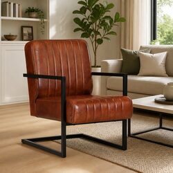 Brown Leather Armchair for Stylish Living Room Seating
