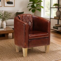 Durable Brown Tub Chair with Padded Seat for Comfort