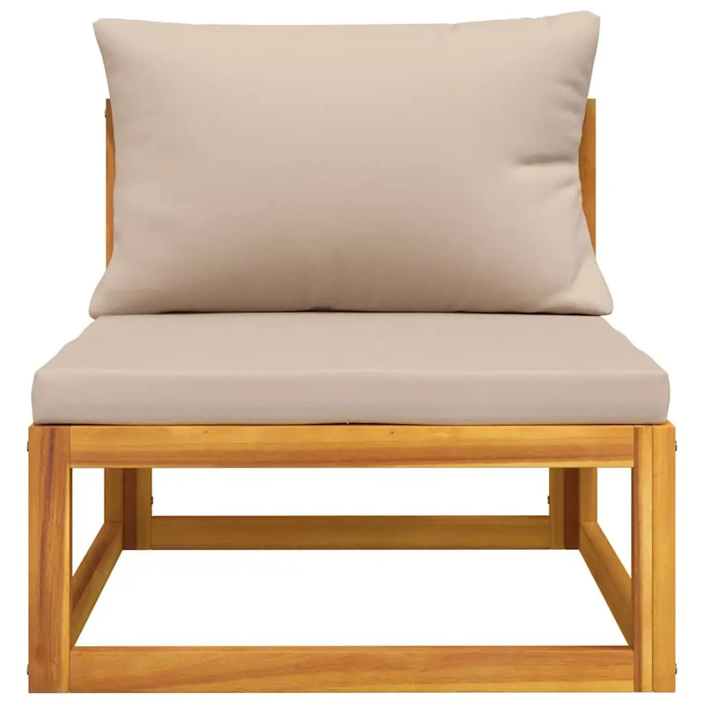 Garden Lounge Set Solid Acacia Wood Brown 3 Piece Outdoor Sectional Sofa with Cushions and Coffee Table