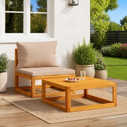 Premium Acacia Wood Outdoor Sofa Set with Cushions