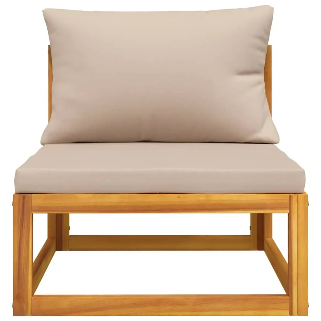 2 Piece Garden Sofa Set Solid Acacia Wood Taupe with Cushions Coffee Table
