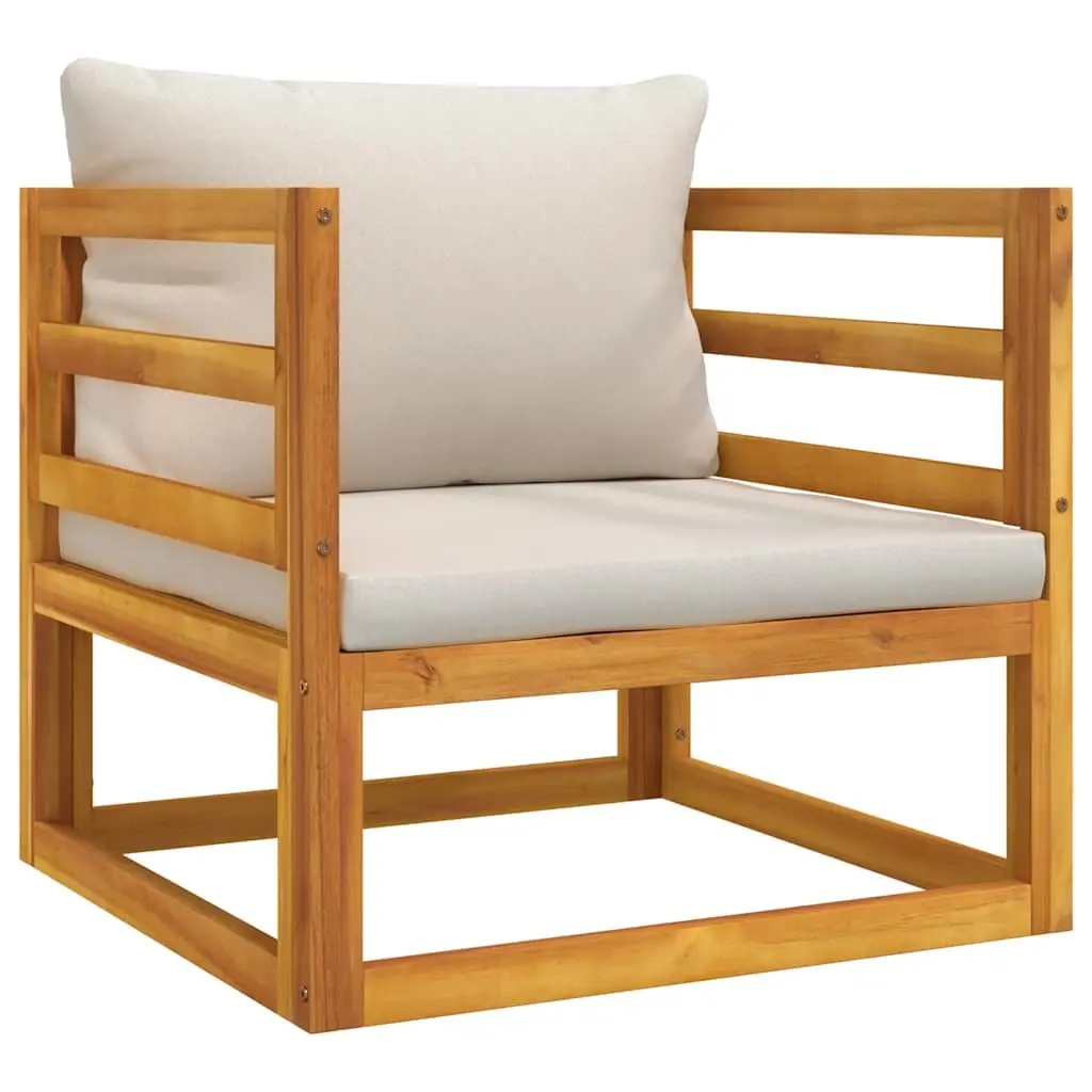 Outdoor Sectional Sofa Unit Solid Acacia with Grey Cushions