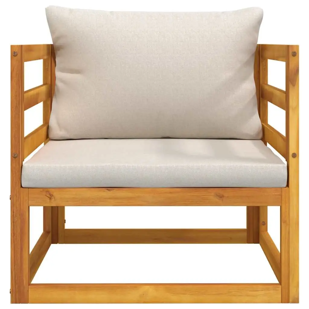 Outdoor Sectional Sofa Unit Solid Acacia with Grey Cushions