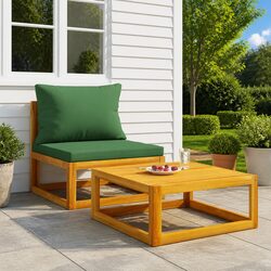 Durable 2-Piece Outdoor Sectional Sofa with Coffee Table