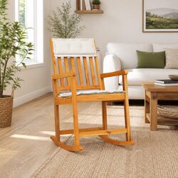Premium Solid Acacia Wood Rocking Chair with Cushions