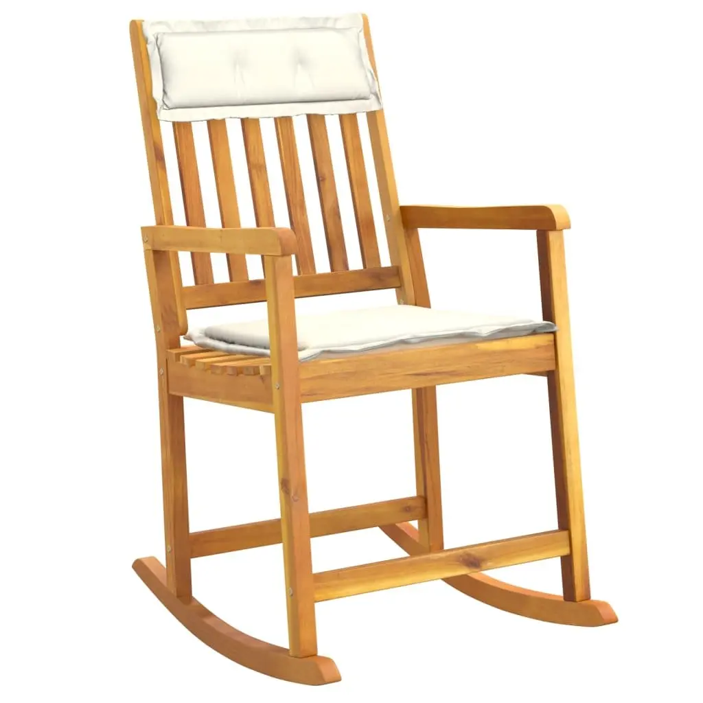 Solid Acacia Wood Rocking Chair with Cushions