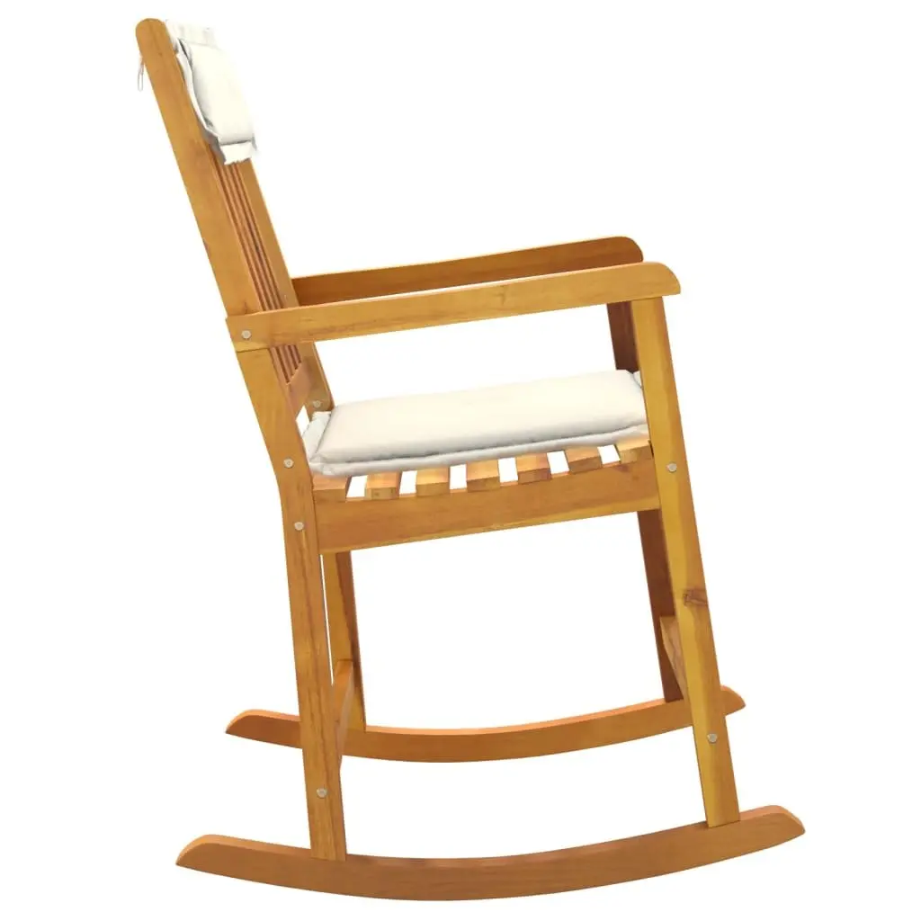 Solid Acacia Wood Rocking Chair with Cushions