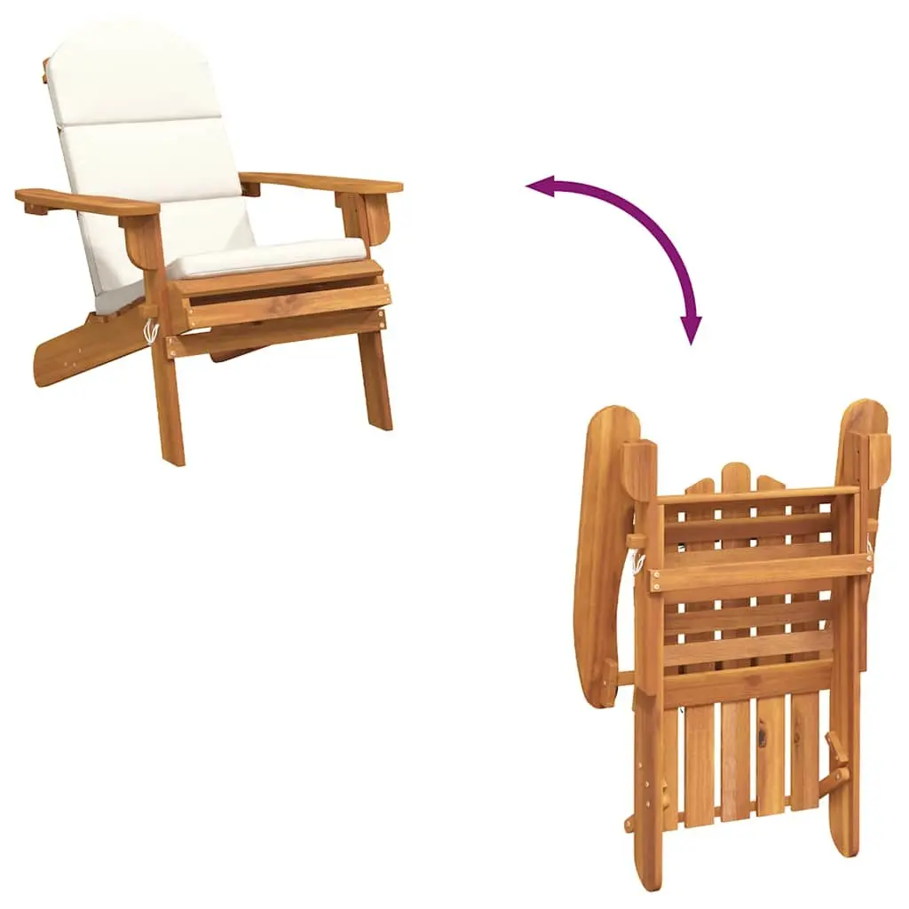 Adirondack Chair Solid Acacia Wood Foldable Outdoor Lounge Seat Brown