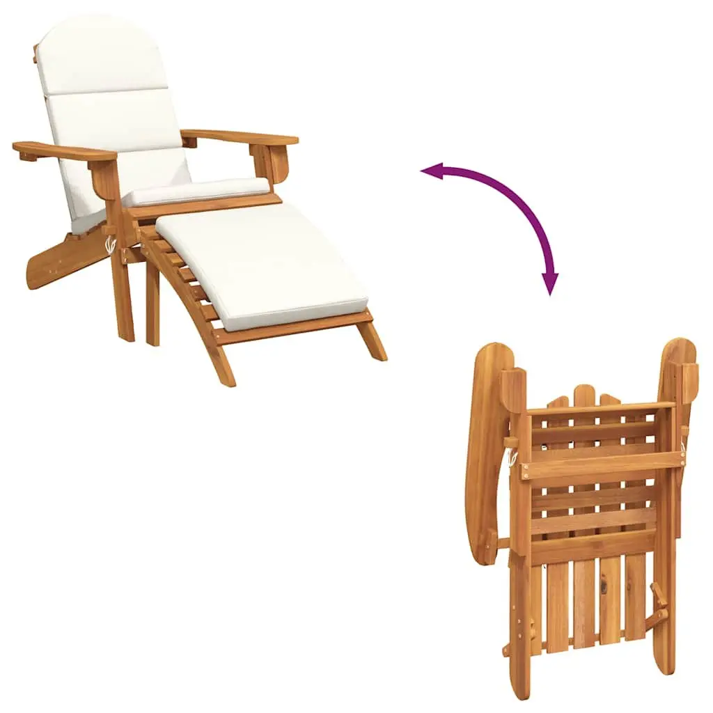 Adirondack Chair Solid Acacia Wood Outdoor Lounger Brown