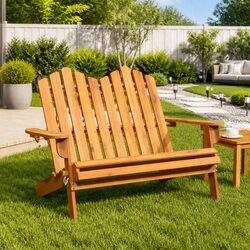 Wooden Adirondack Garden Bench 126cm for Outdoor Relaxation