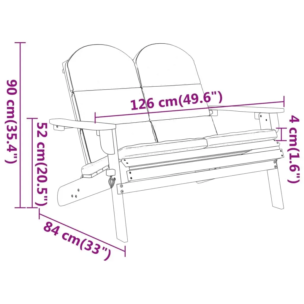 Adirondack Garden Bench 126 cm Solid Wood