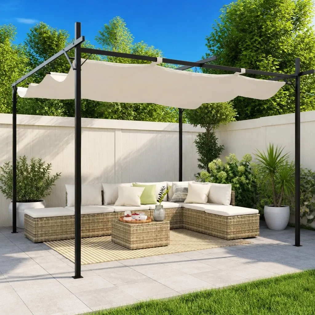 Retractable Roof Pergola for Outdoor Shade 295x292x230cm