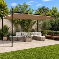 Premium Taupe Pergola with Retractable Roof