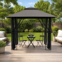 Sturdy Anthracite Gazebo with Sidewalls 300x300x270cm