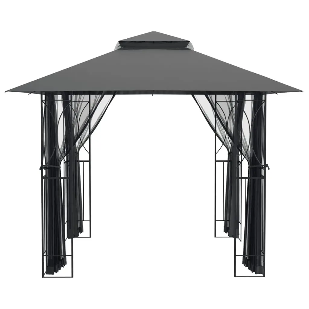 Gazebo Steel Frame 300x300x270cm Anthracite Outdoor Garden Party with Mesh Sidewalls