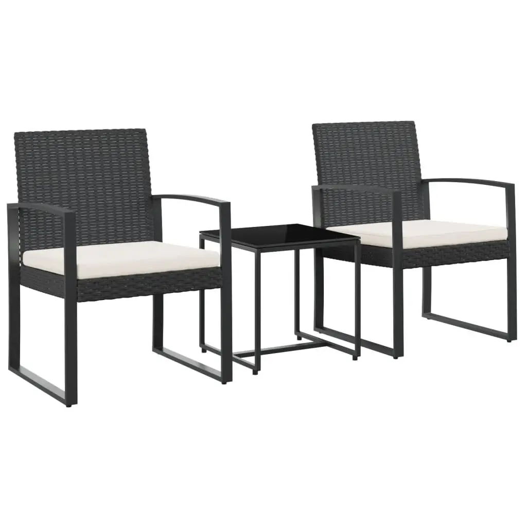 Garden Dining Set Polypropylene Rattan Steel 3 Piece Black