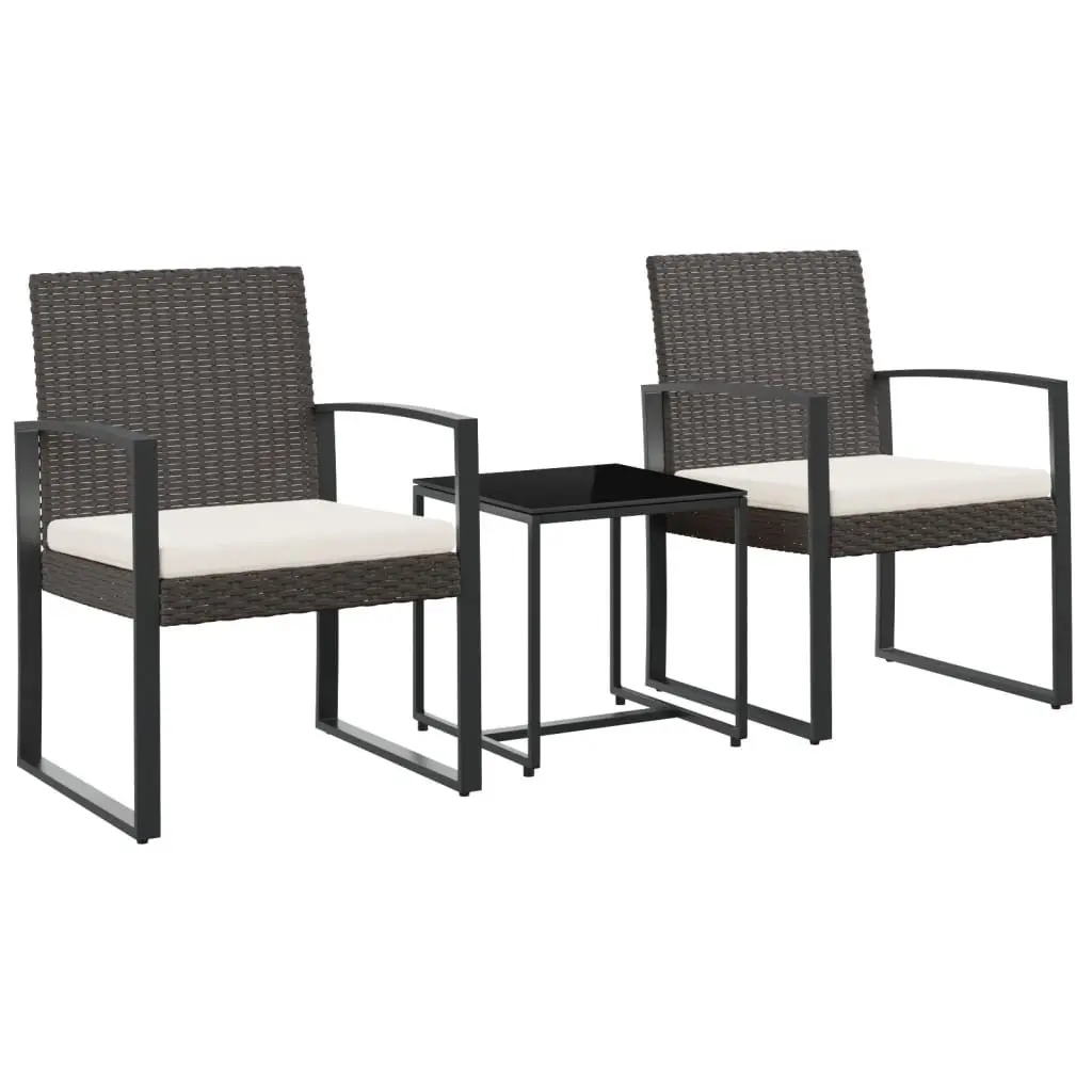 3-Piece Brown Rattan Garden Dining Set