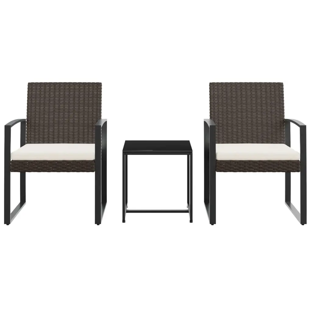 3-Piece Brown Rattan Garden Dining Set