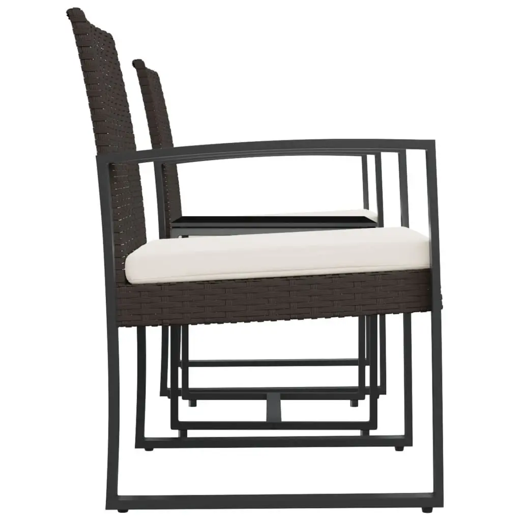 3-Piece Brown Rattan Garden Dining Set