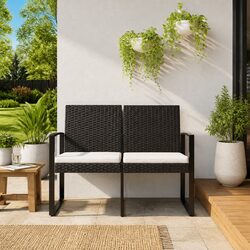 Premium 2-Seater Garden Bench with Cushions in Black
