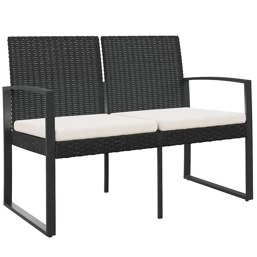 2-Seater Garden Bench with Cushions in Black