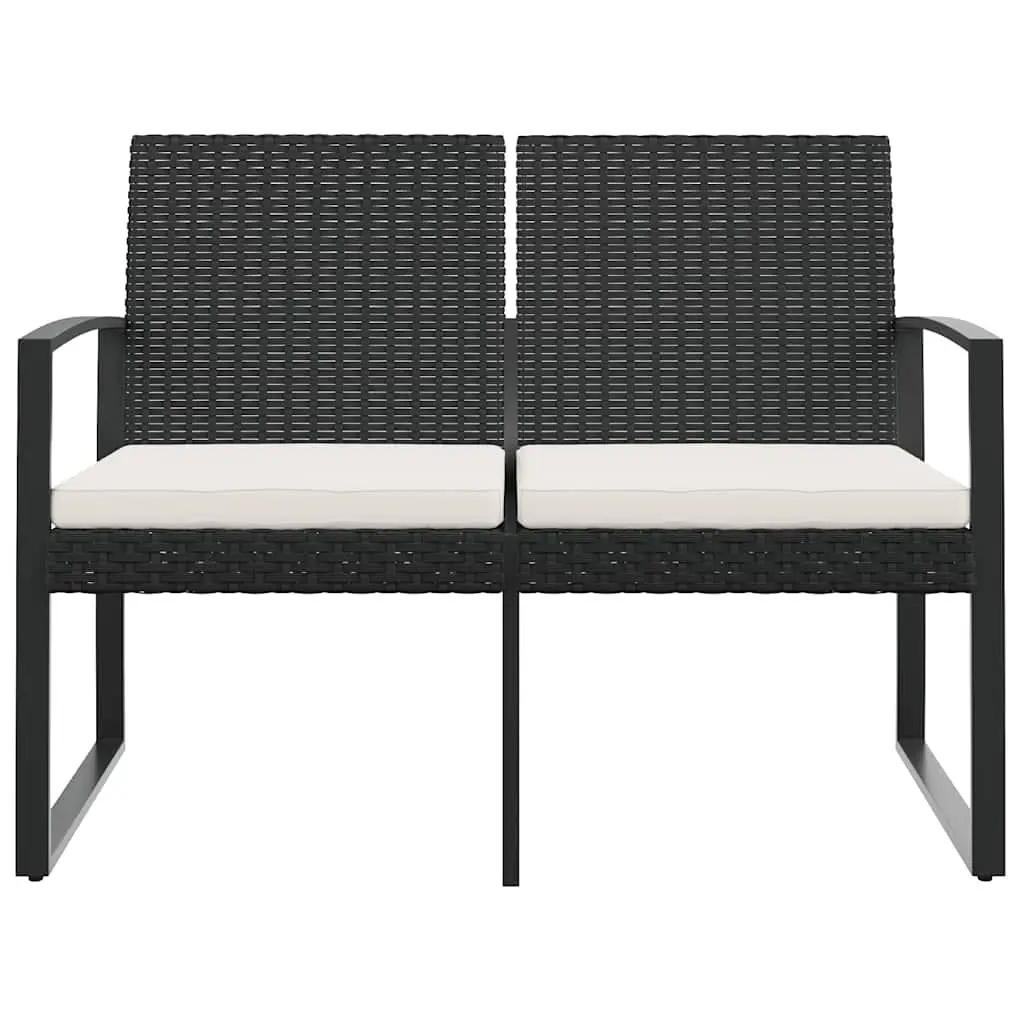 2-Seater Garden Bench with Cushions in Black