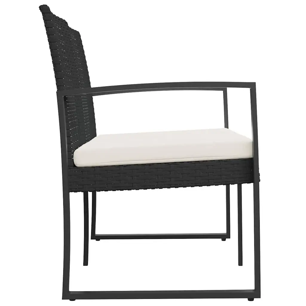 2-Seater Garden Bench with Cushions in Black