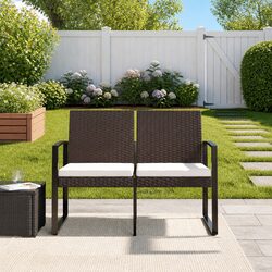Durable 2-Seater Garden Bench with Cushions in Brown