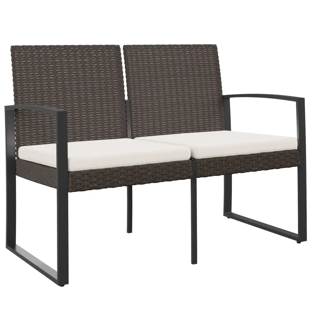 2-Seater Garden Bench with Cushions in Brown