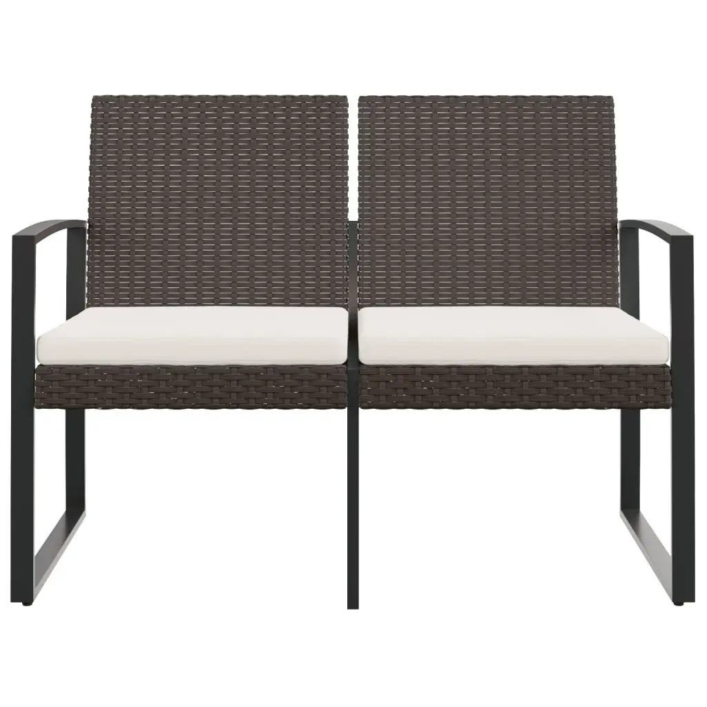 2-Seater Garden Bench with Cushions in Brown
