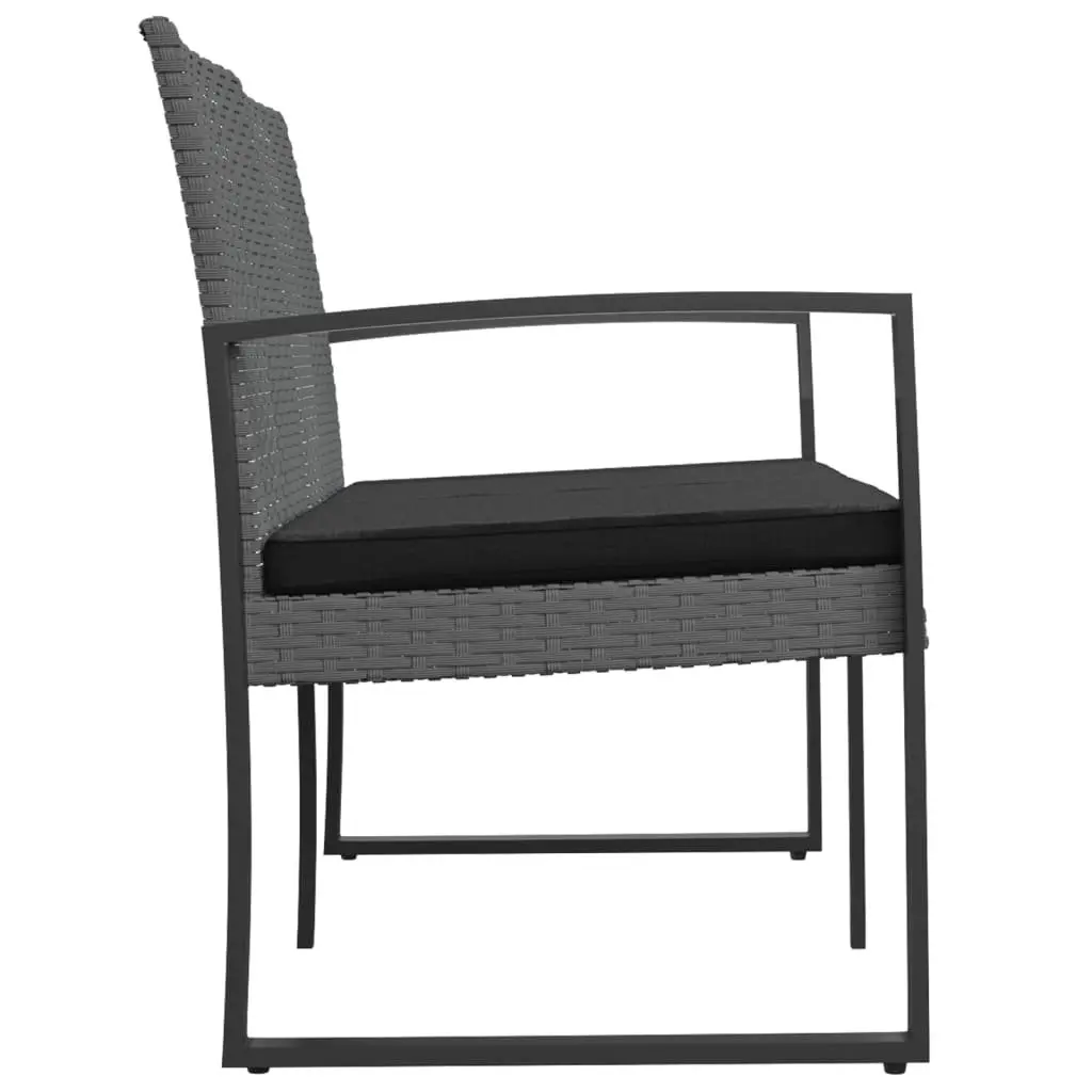 2-Seater Garden Bench PP Rattan Grey with Cushions