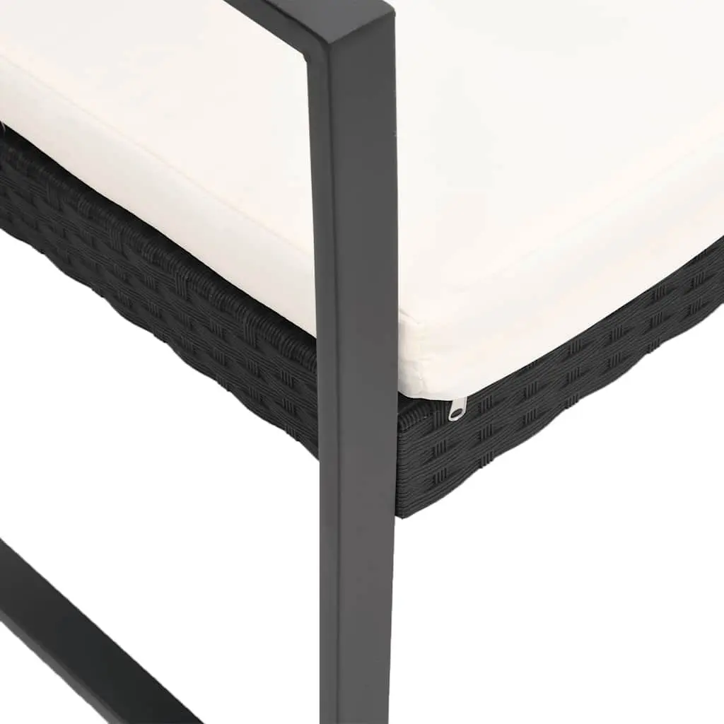 3-Seater Outdoor Bench with Cushions in Black