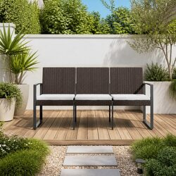Durable 3-Seater Garden Bench with Cushions for Outdoors