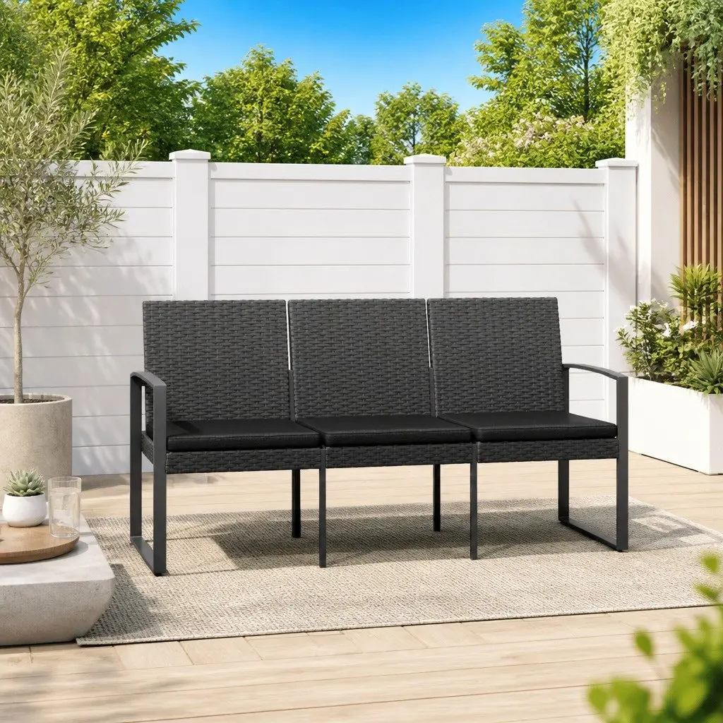 3-Seater Garden Bench with Cushions for Outdoors