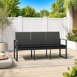 Durable 3-Seater Garden Bench with Cushions for Outdoors