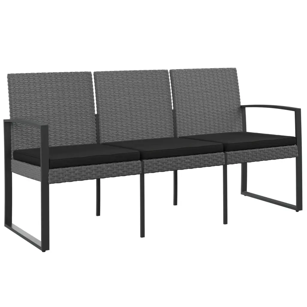 3-Seater Garden Bench with Cushions for Outdoors