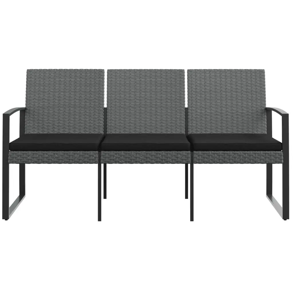 3-Seater Garden Bench with Cushions for Outdoors