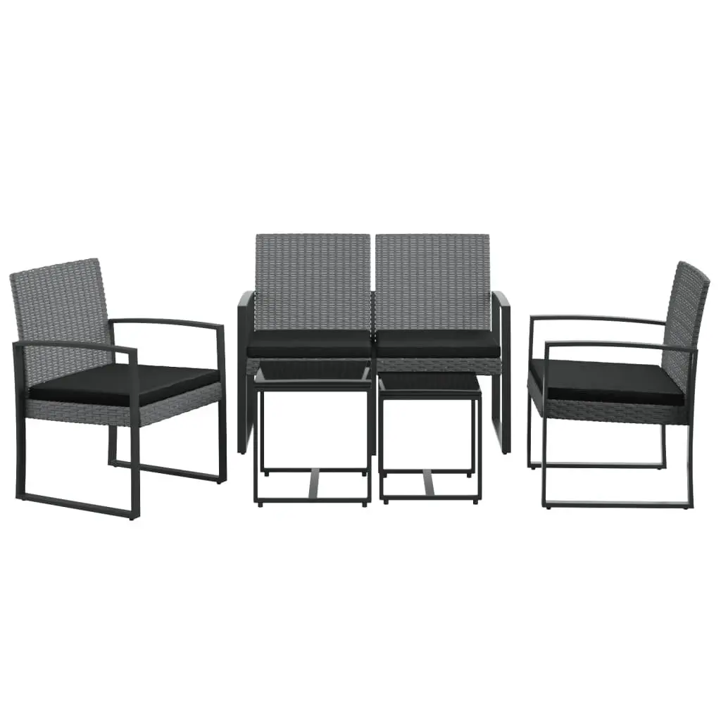 Garden Dining Set PP Rattan Steel 5 Piece Grey