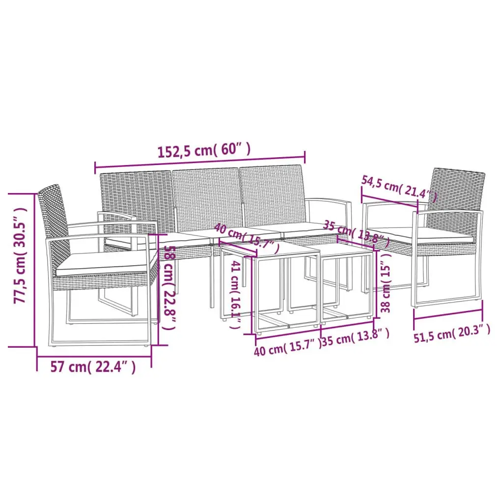 5-Piece Garden Dining Set with Cushions