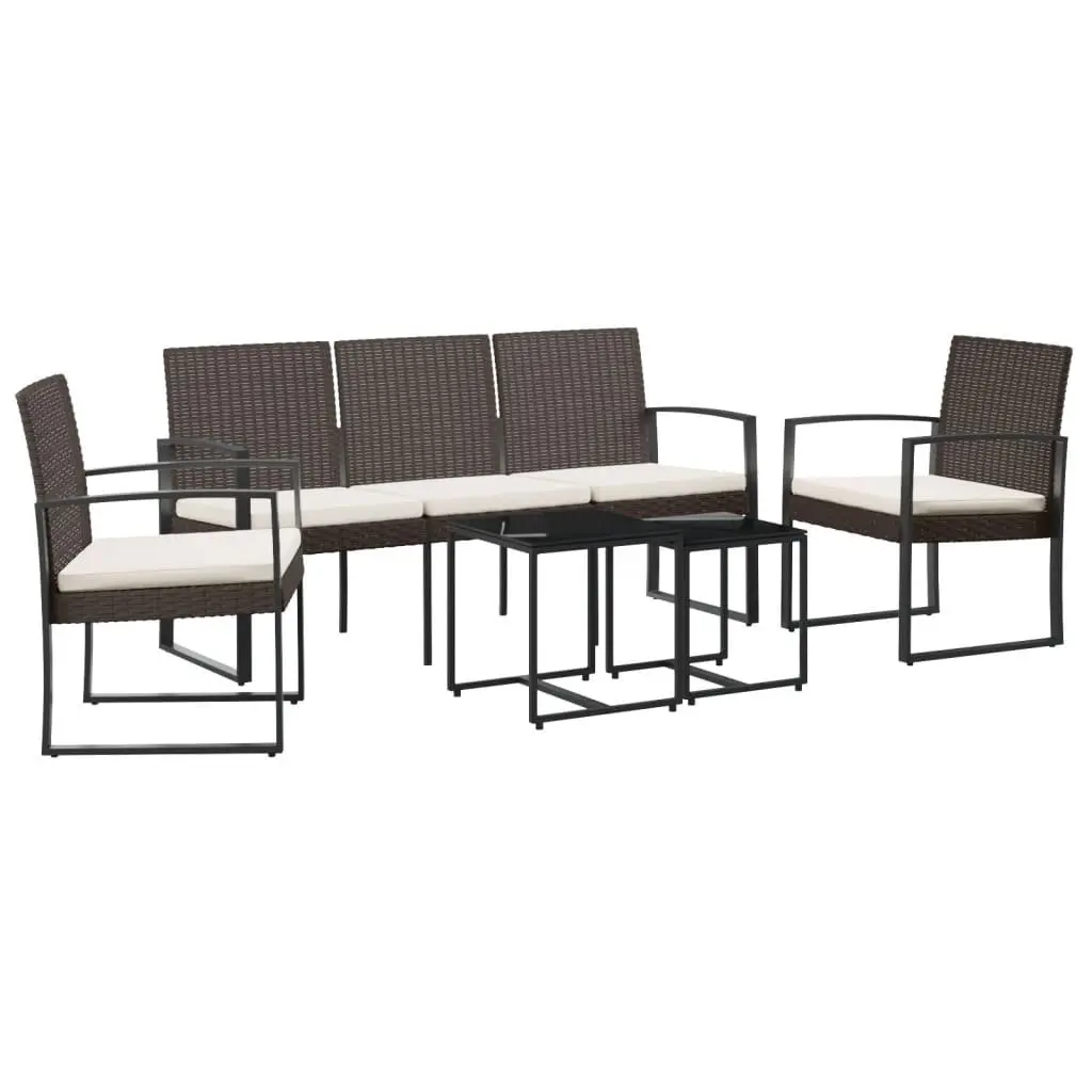 5-Piece Brown Garden Dining Set with Cushions